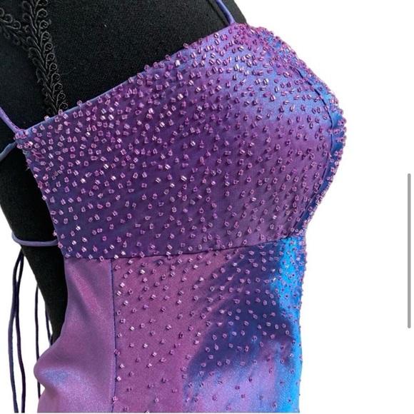 Vintage Iridescent Purple beaded Prom dress - Picture 2 of 8